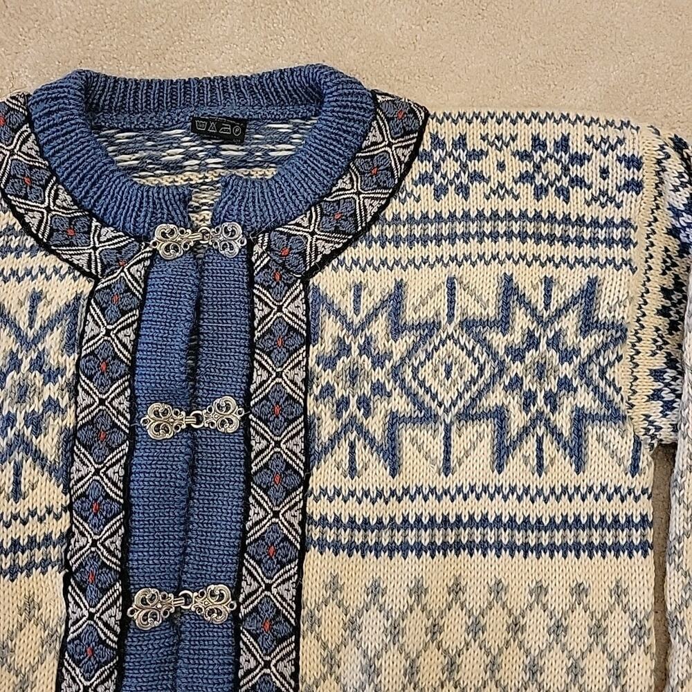 Dale of Norway Classic Nordic 100% Wool Cardigan Sweater - Blue - Men's Size 42